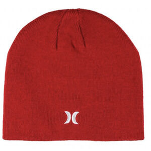 Hurley Adult Icon Staples Beanie Hat One Size Red Logo Knit NWT